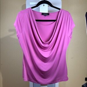 Calvin Klein Pink Draped Blouse with Cowl Neck